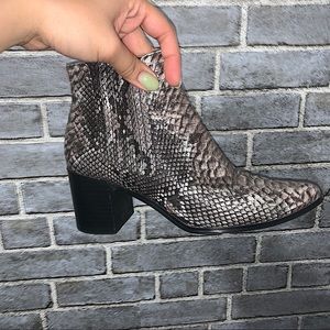 Snake print ankle boots